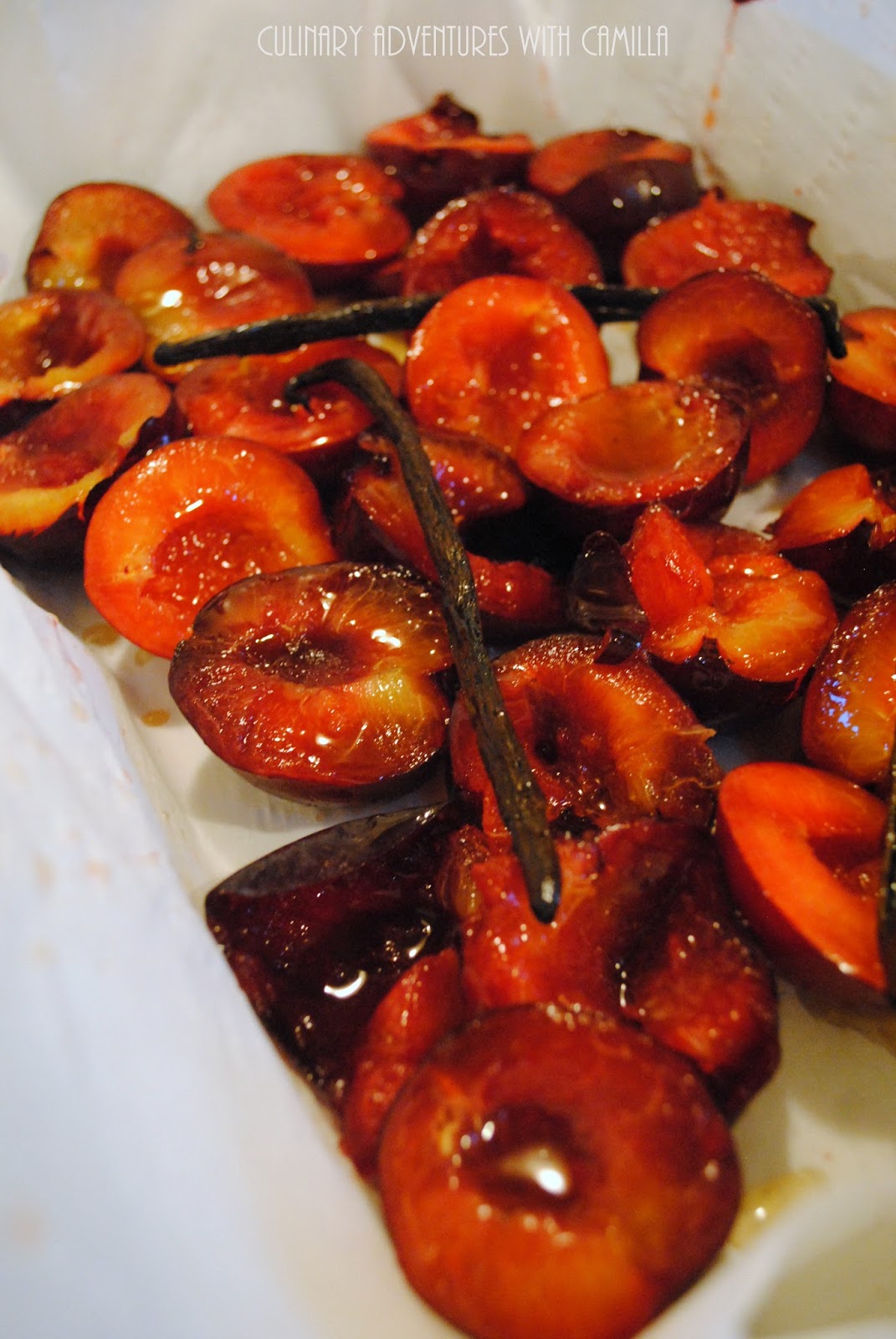 SherryVanilla Bean Roasted Plums