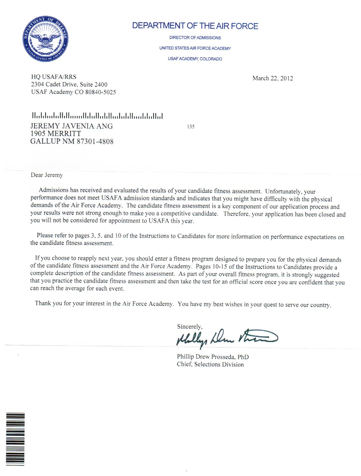 jeremy ang 2012 united states air force academy ots recommendation letter
