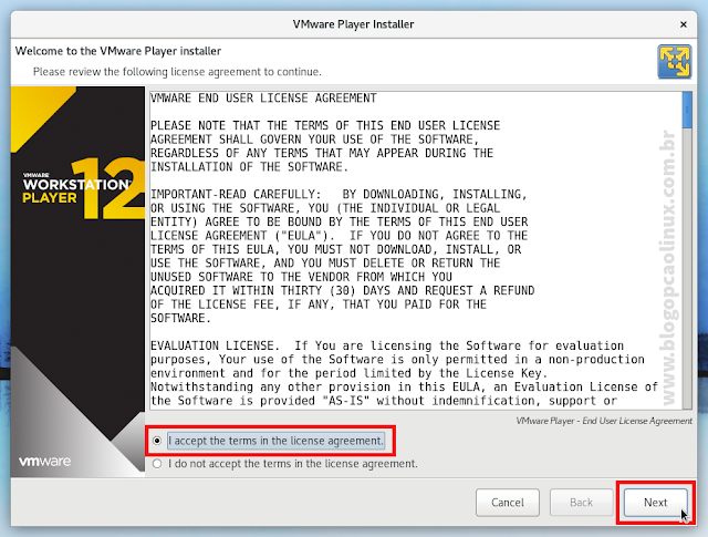 Contrato de Licença do VMware Workstation Player