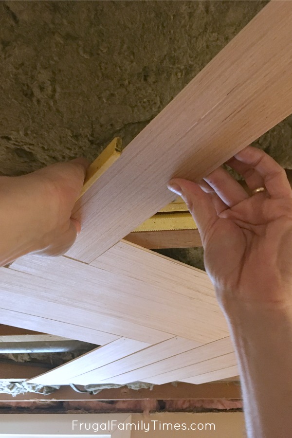 Wood Herringbone Ceiling A Diy Basement Ceiling Idea
