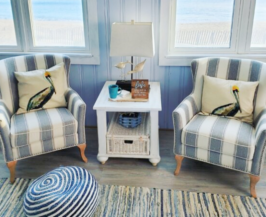 Coastal Upholstered Chairs In Beach, Coastal Fabric For Dining Room Chairs