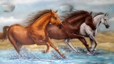Malowanie koni w galopie Konie w galopie, obraz olejny, malarstwo ścienne, malowanie na ścianie koni, mural ścienny, rysunek koni na ścianie