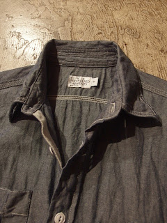 fwk by engineered garments work shirt in blue chambray