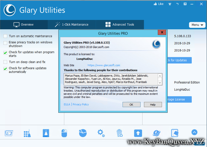 Glary Utilities Pro 5.108.0.133 Full Key,Tiện ích hệ thống tất cả trong một để tối ưu hóa máy tính
