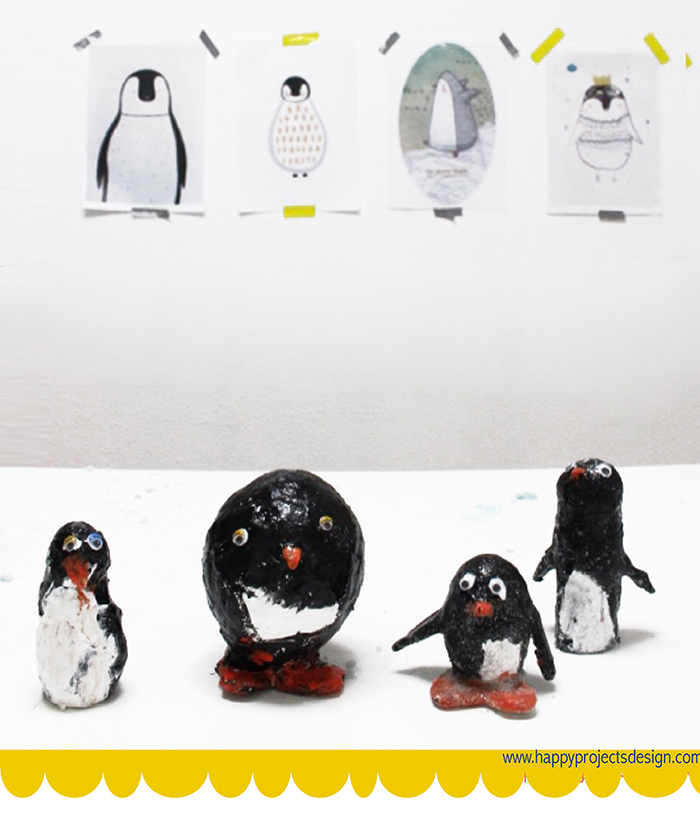 manualidades con vendas de escayola: Pingüinos