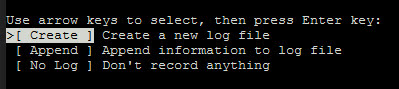 Test disk utility log file creation command