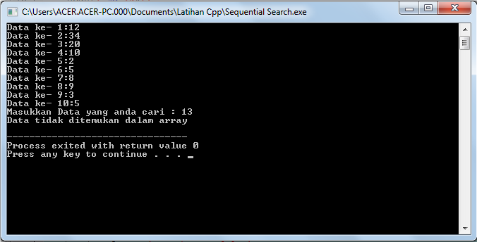 Tutorial Program Sequential Search dengan Bahasa C