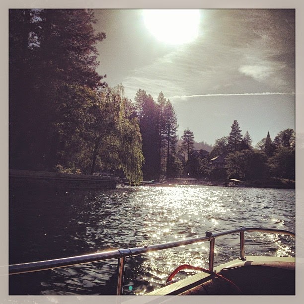 on a boat, on the lake