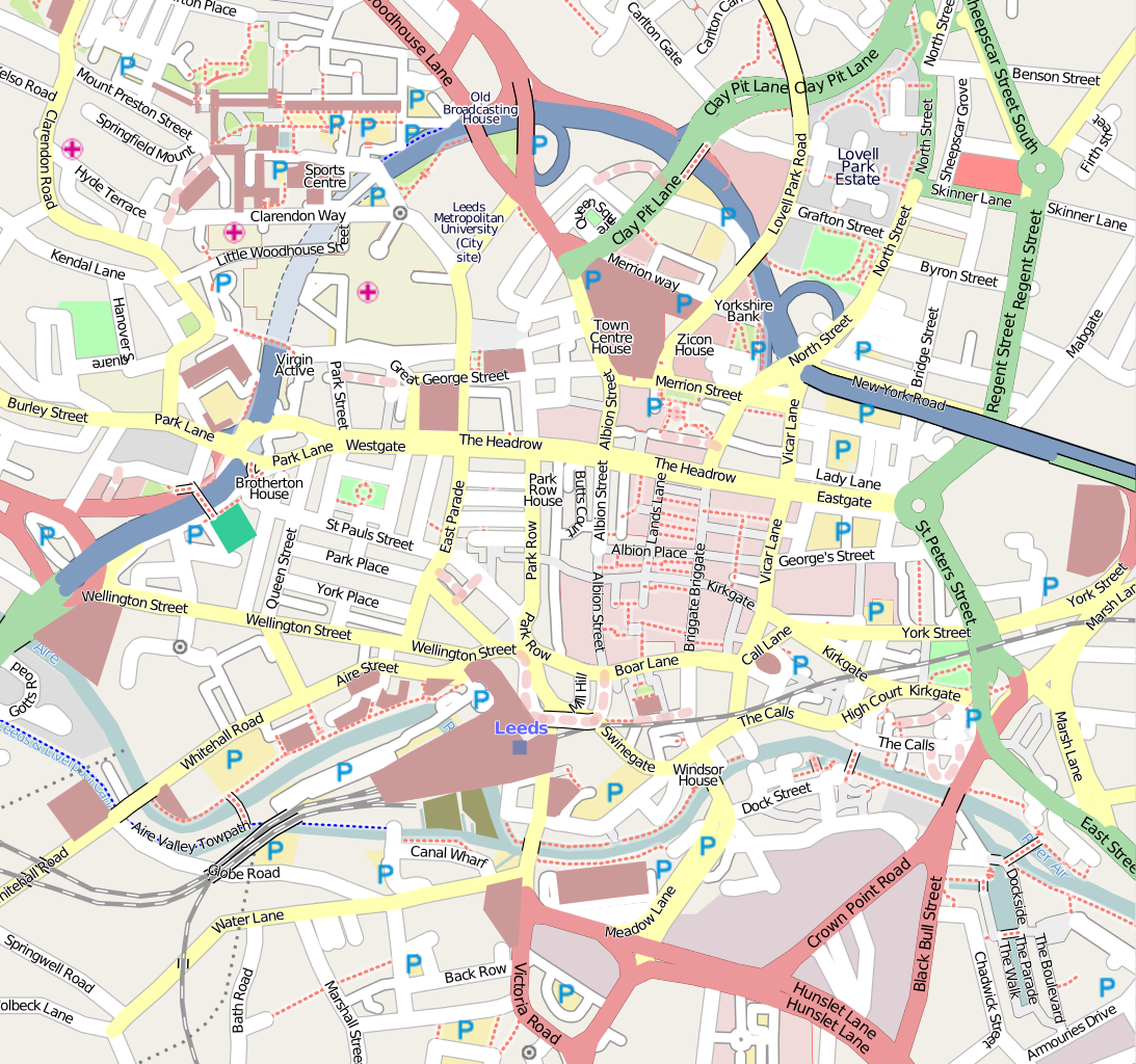 Street Map Of Leeds England Uk 