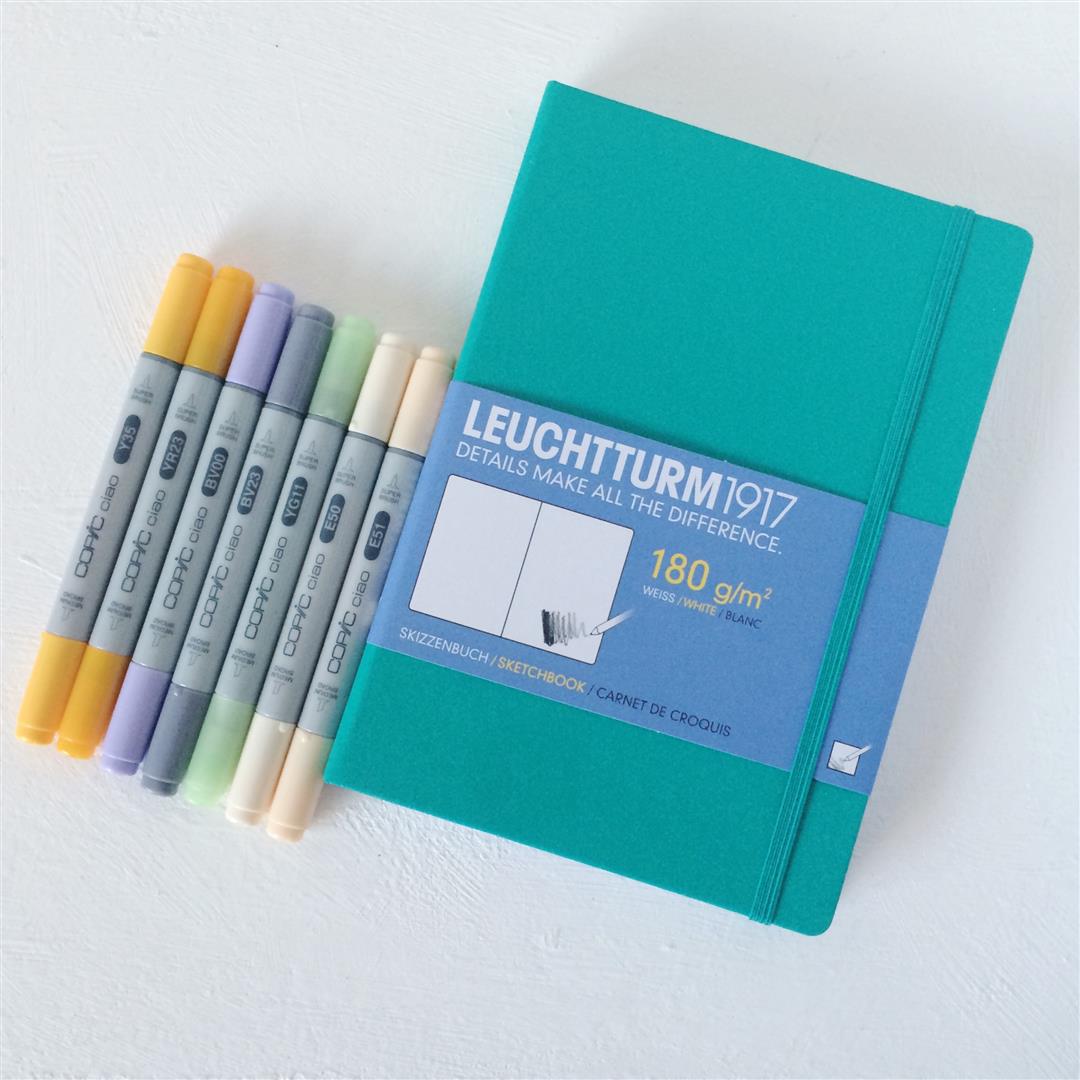 emuse Leuchtturm sketchbook and Copic markers