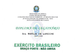 Diploma de Legionária concedido pelo Exército Brasileiro / 2009