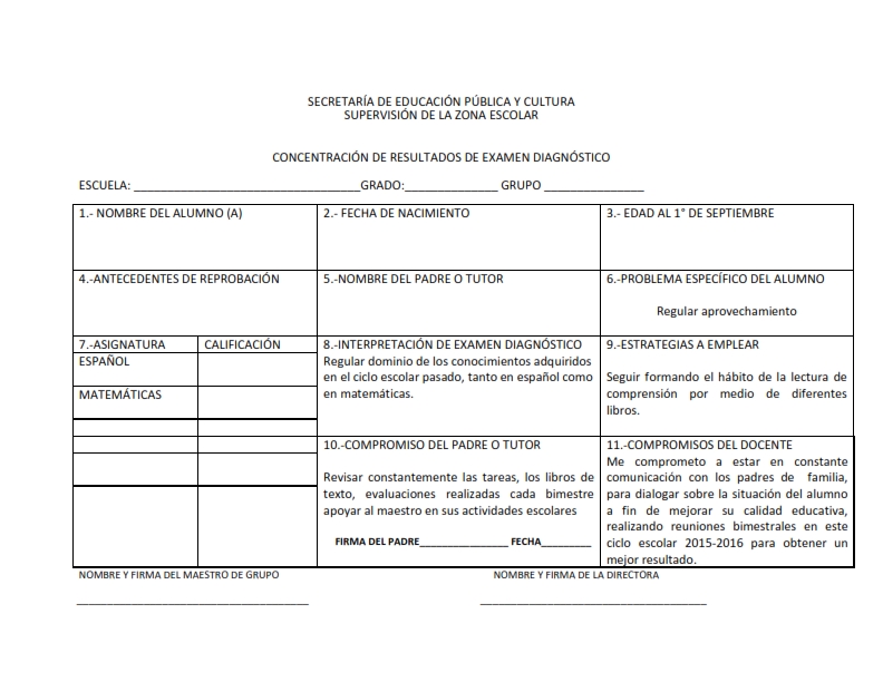 Usaer Secundaria: FORMATO CARTA ACUERDOS Y COMPROMISOS EVALUACIÓN