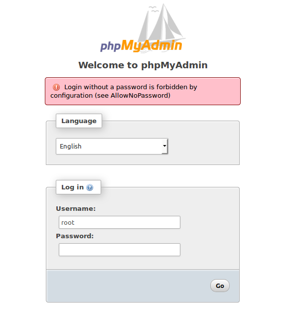 PHPMYADMIN какой пароль на локальном. Without login