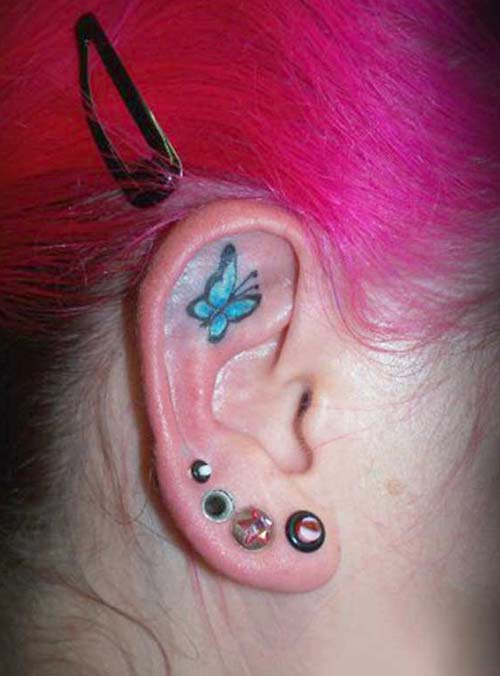 kulak içi kelebek dövmesi butterfly tattoo in ear kulak içi kelebek dövmesi butterfly tattoo in ear