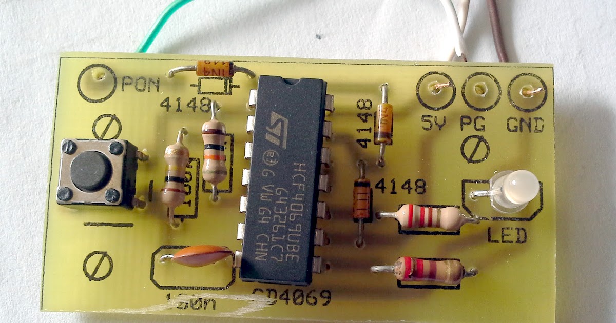 Computer PSU start circuit with bicolor LED · One Transistor