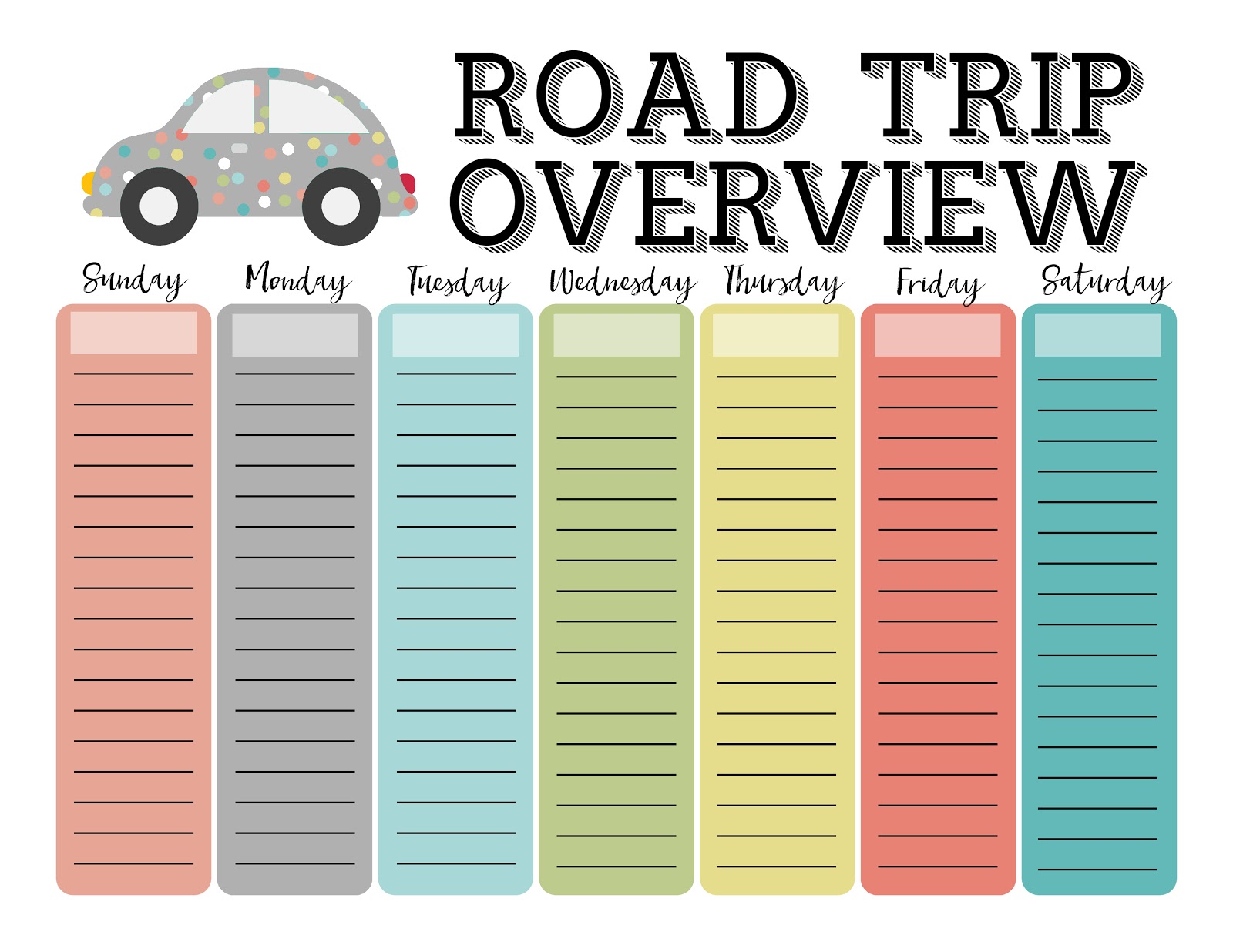road trip planner with times