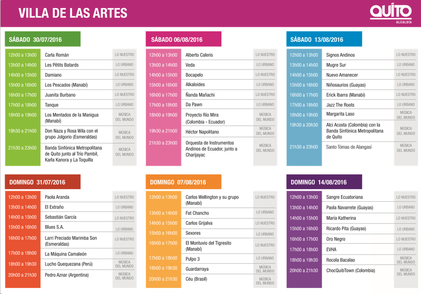 Agenda completa de Actividades en Quito en el mes de Agosto