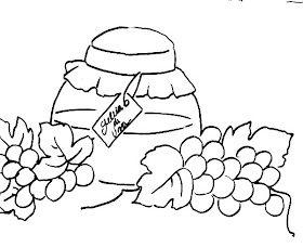 desenho pote de geleia de uva para pintar