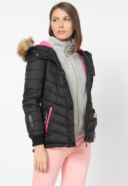 Geaca de femei de calitate pentru iarna scurta neagra firma Geographical Norway