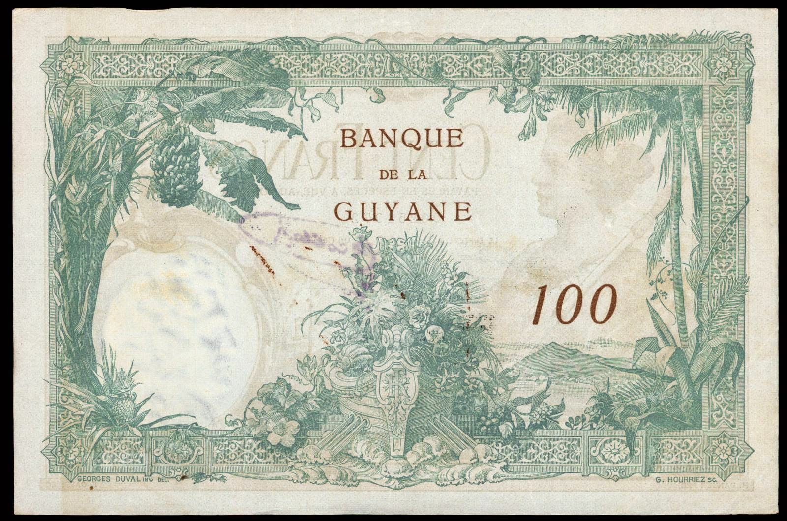 French Guiana 100 Francs banknote 1933 1942World Banknotes & Coins Pictures Old Money