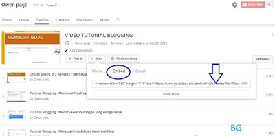 Cara Memasang Playlist Video Youtube ke dalam Blog Cara Memasang Playlist Video Youtube ke dalam Blog