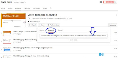 Cara Memasang Playlist Video Youtube ke dalam Blog Cara Memasang Playlist Video Youtube di Blog