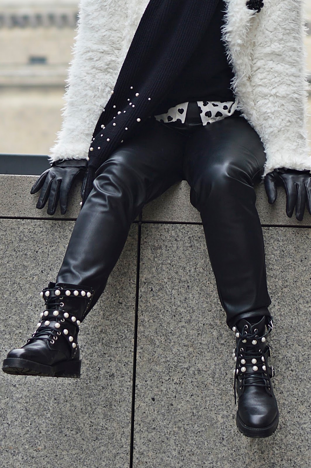 Zara boots with pearls, leader pants