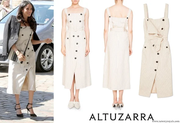 Meghan Markle wore Altuzarra Audrey button detailed ottoman midi dress