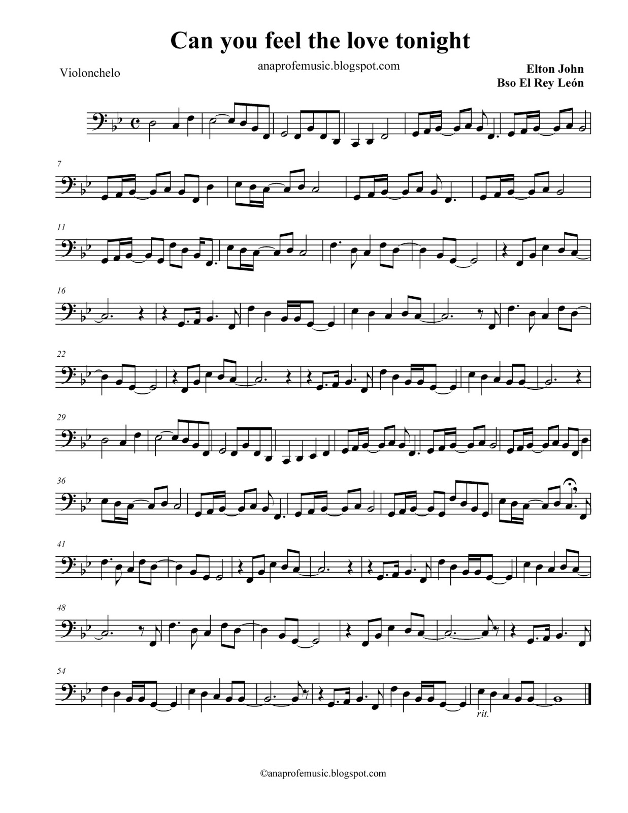 AnaProfeMusic Partitura Can you feel the love tonight Sheet Music