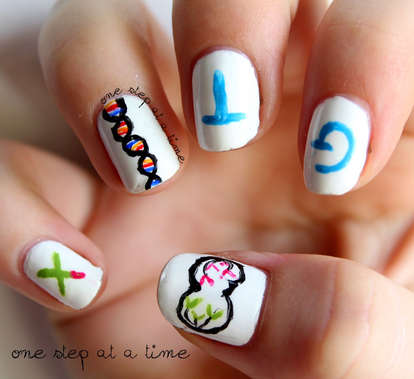 Polish Plus Then and Now Biology DNA Nail Art
