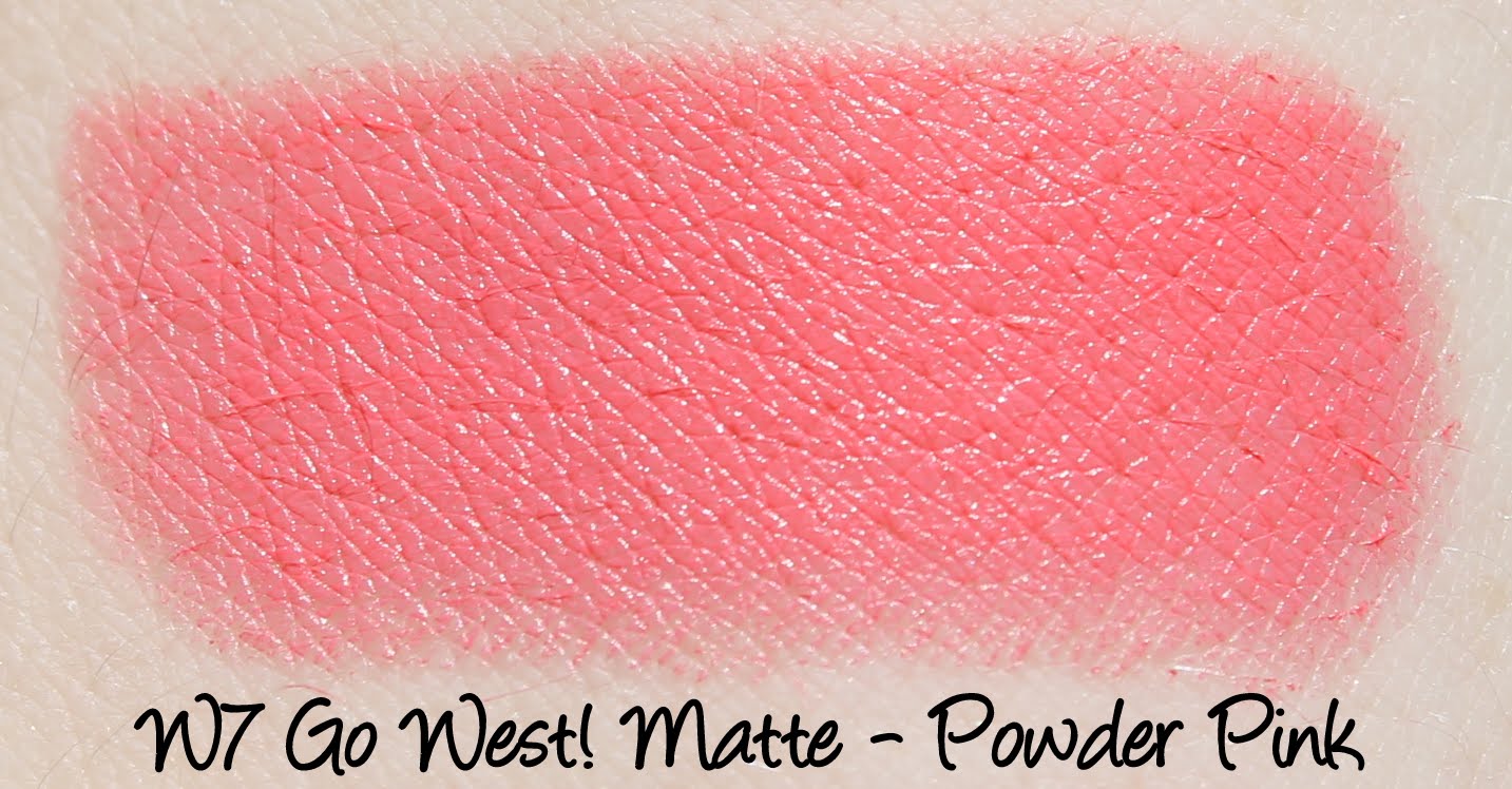 W7 Go West! Matte Lipstick - Powder Pink Swatches & Review