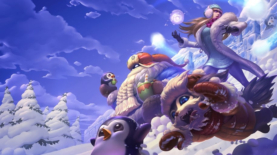 Gnar, Syndra, Bard, LoL, Snow Day, Splash Art, 4K, #728 Wallpaper
