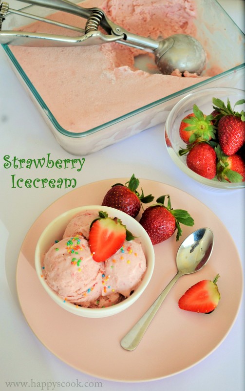 Strawberry Ice Cream Recipe Eggless Strawberry Ice Cream(without ice