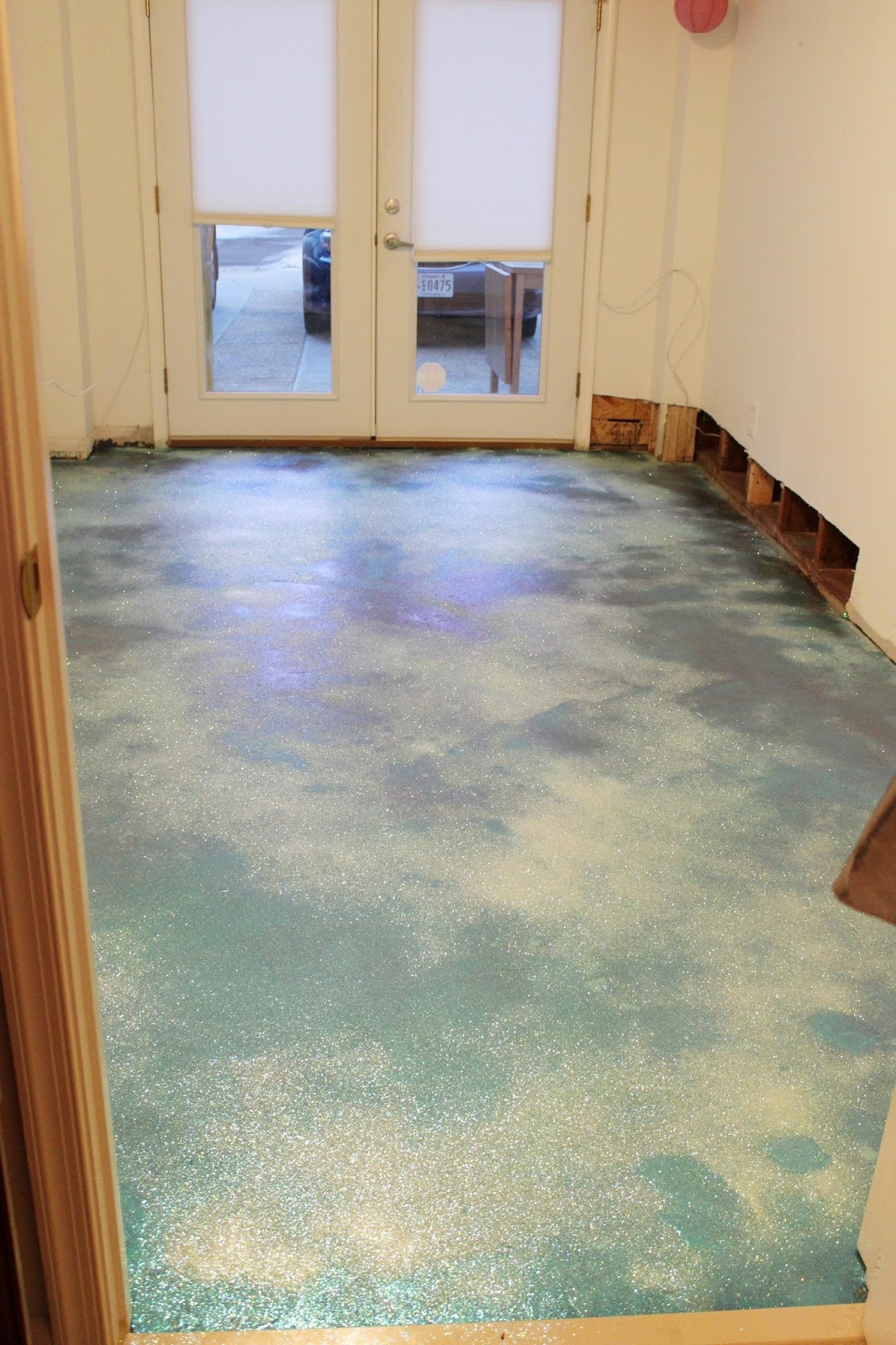 Lola, Tangled DIY Turquoise Glitter Epoxy Floor