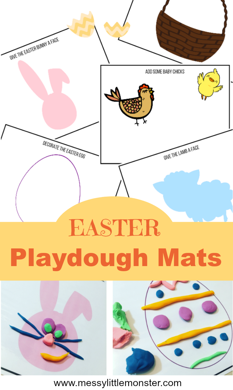 Printable Easter Playdough Mats FREE play dough activity Messy Little Monster