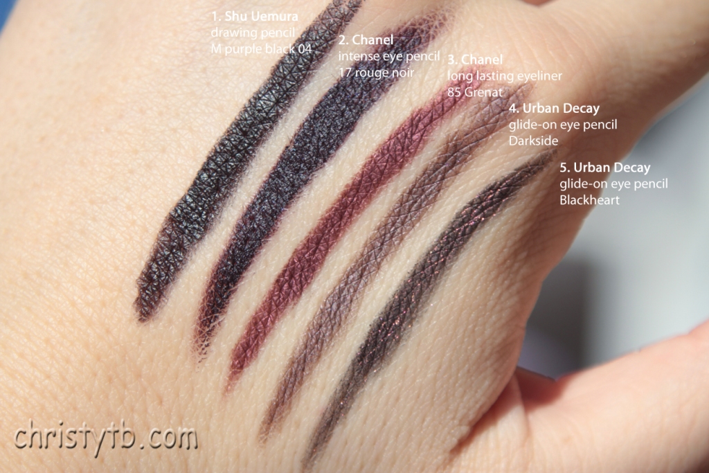 Chanel NOIR and MARINE Le Crayon Kohl Intense Eye Pencil Swatches