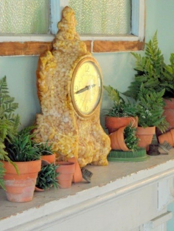 Spring decorations for the fireplace mantel