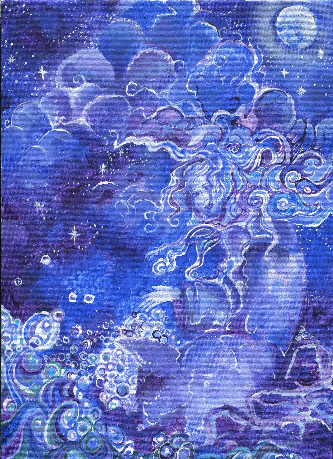 Vegan food art and music... The Visitor, acrylic painting and very short story