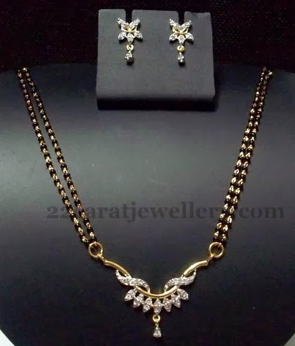 Mangalsutra with Simple Diamond Tops