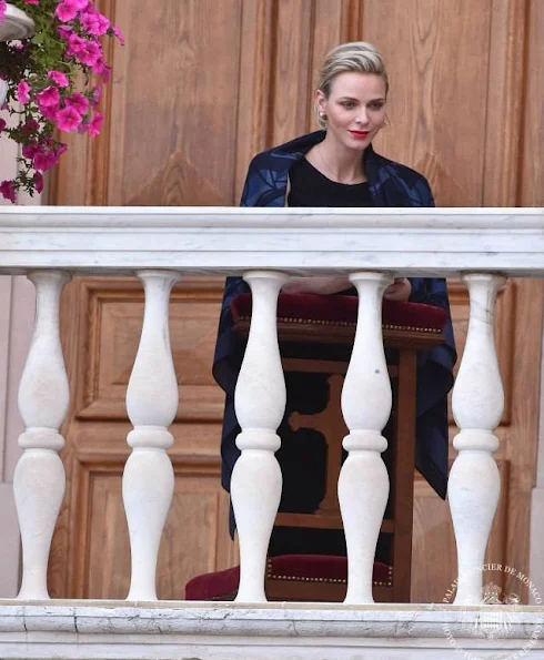 Princess Charlene of Monaco attended the celebrations of Corpus Christi from the Gallery of Hercules