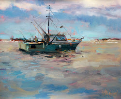 boat fishing tofino painting artist paintings mary oil ocean boats maxam dailypainters canada painters