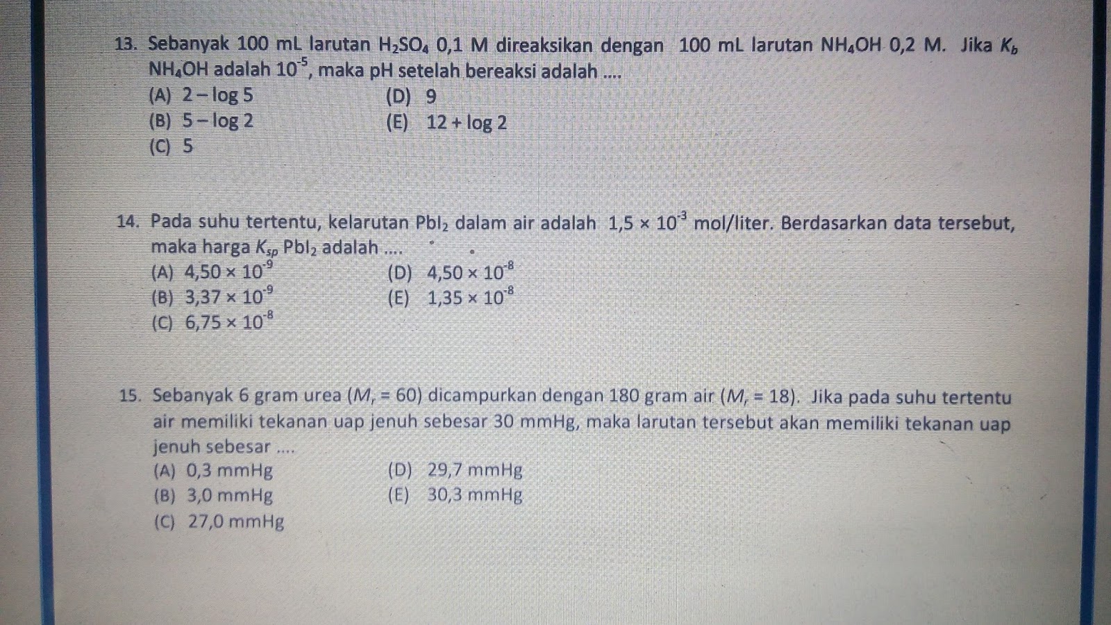 CONTOH SIMULASI SOAL UNBK KIMIA 2017