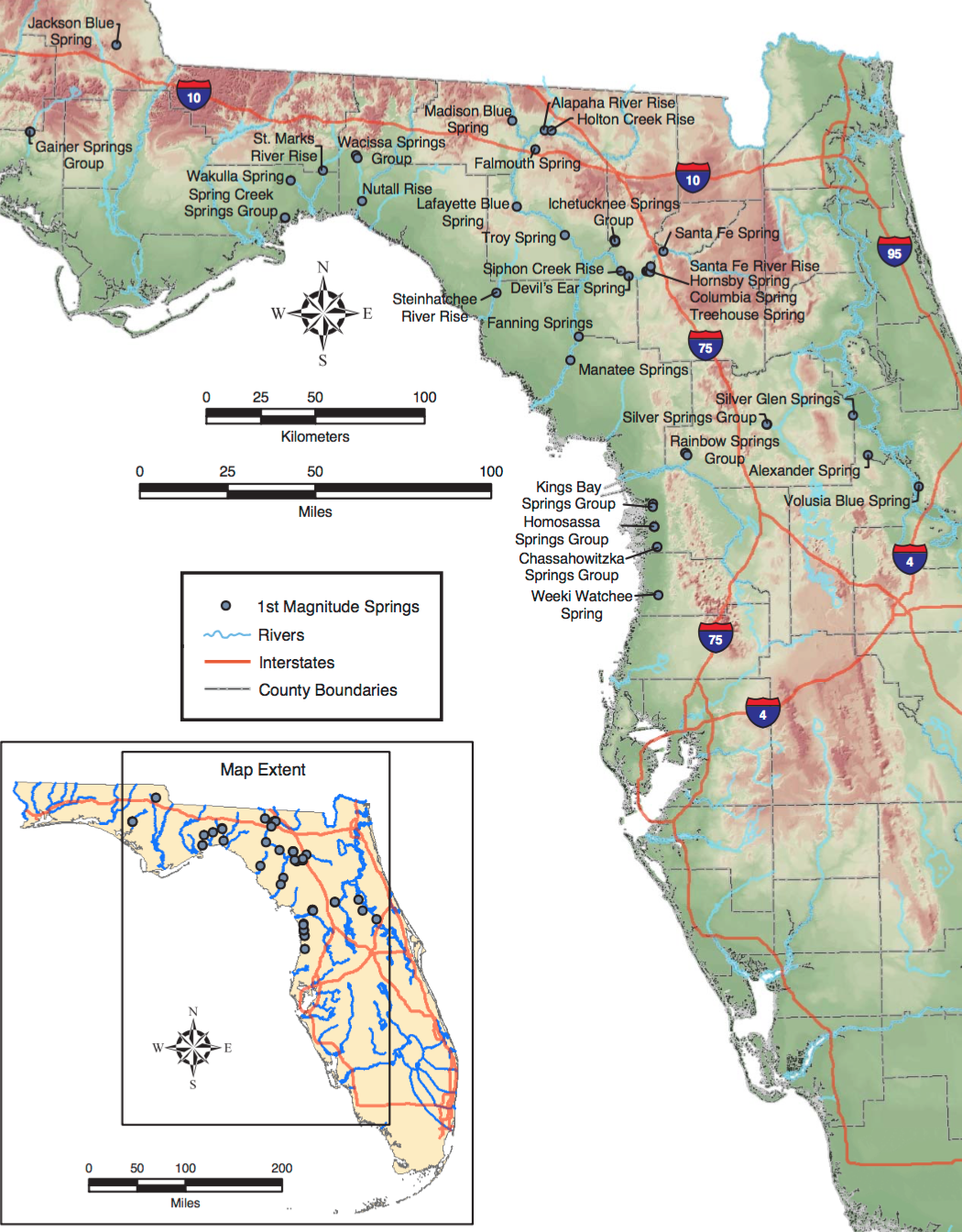 Map Of Springs In Florida Phillip's Natural World: List Of First-Magnitude Springs In Florida
