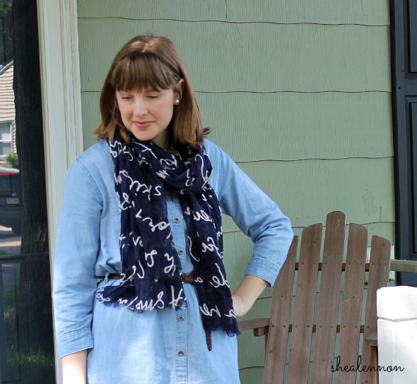 Chambray Dress with Scarf for Work | www.shealennon.com