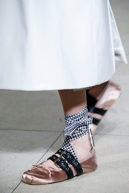 {Cool Chic Style Fashion} Shoe Trend Miu Miu Spring 2016 Buckled leather and satin ballet flats