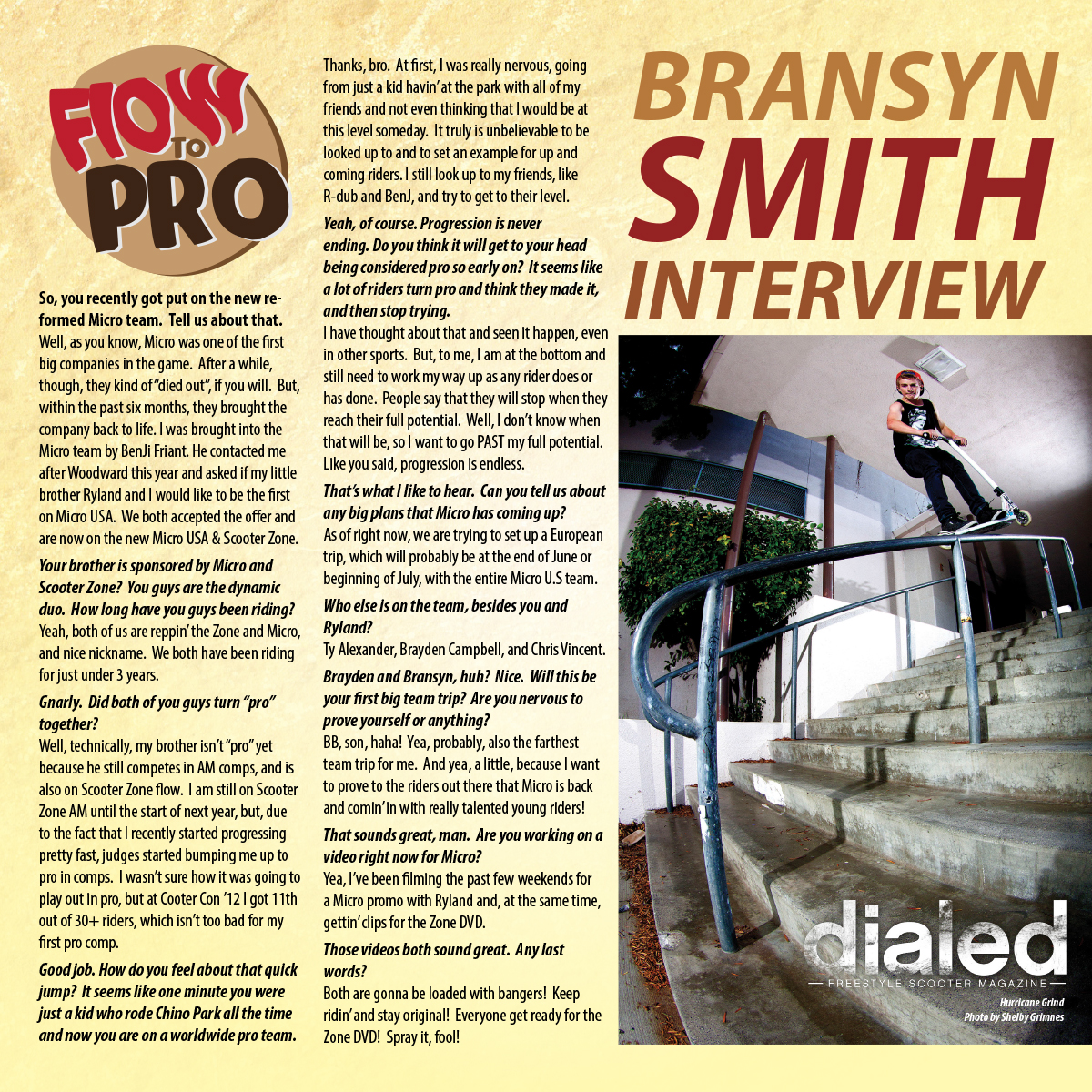 Inside Scooters Dialed Magazines "From Flow to Pro with Bransyn Smith"