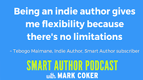 image reads:  "Being an indie author gives me flexibility because there's no limitations"