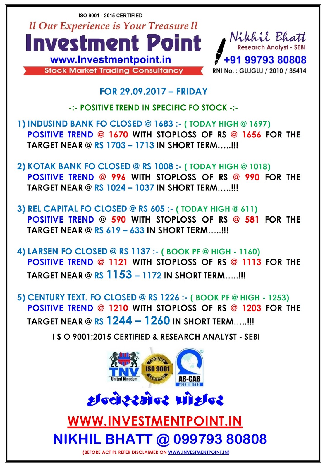 Market Trend English IPoint INVESTMENT POINT 29.09.2017