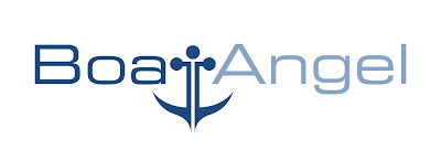 Boat Angel logo, where the t in boat is an anchor below the other letters