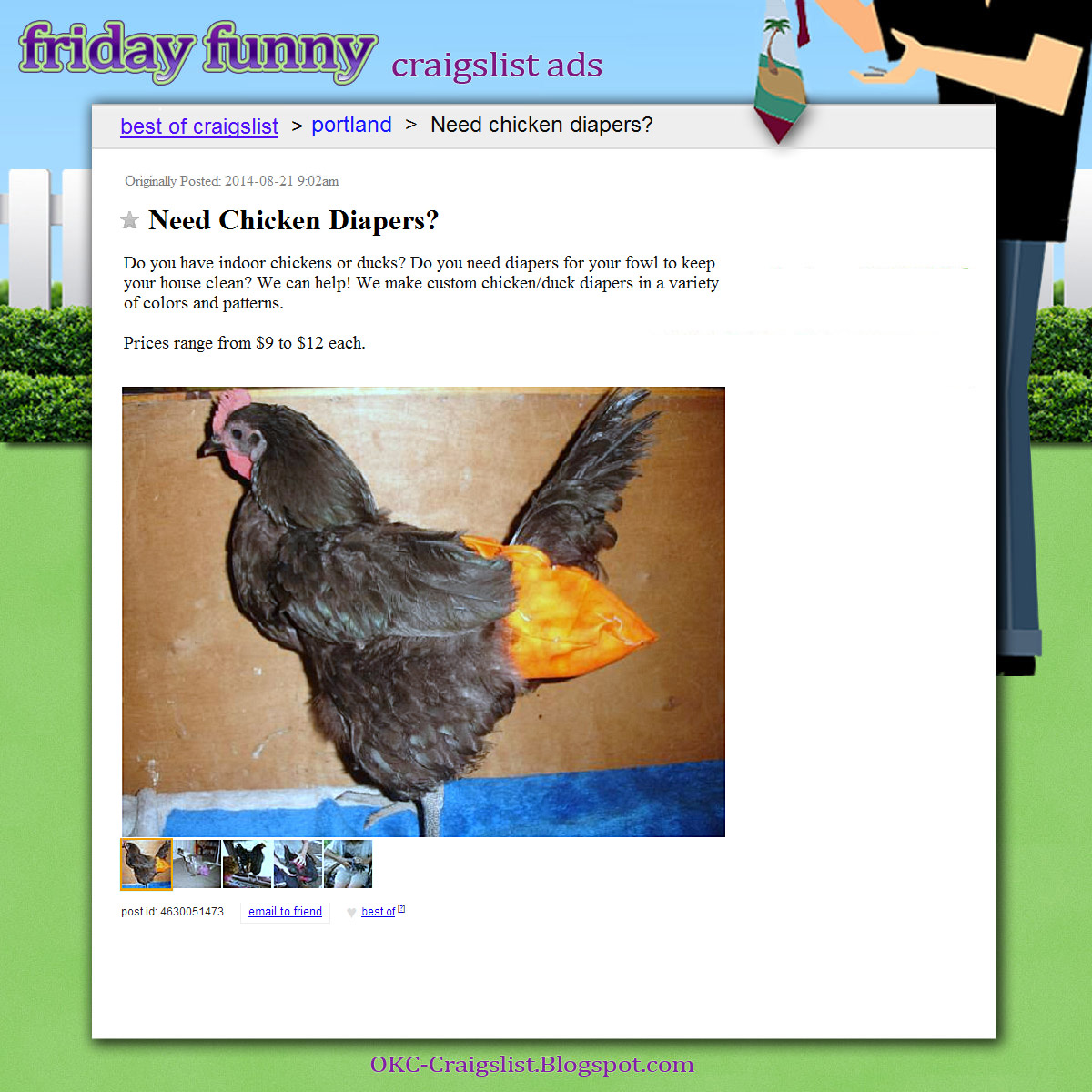 FUNNY CRAIGSLIST ADS: Need chicken diapers? | Craigslist ...